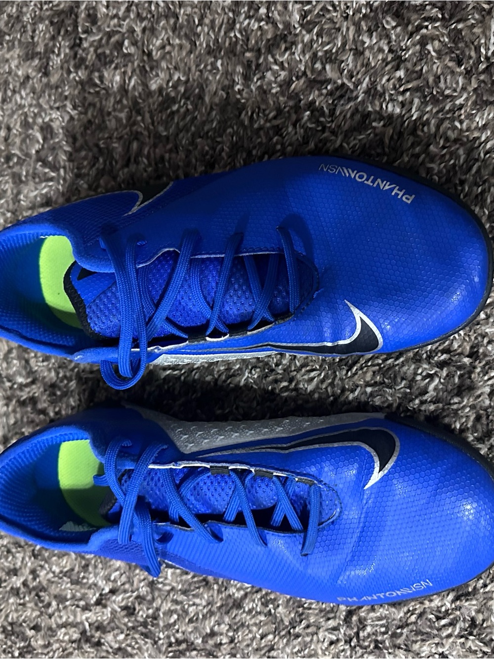 Nike Kids Blue Soccer Turf Cleats with White Swoosh